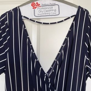 Express pin strip pantsuit jumper.